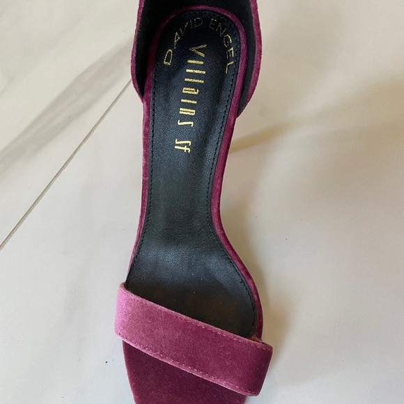 Designer David Engle Velvet Rose Pink Buckle Ankle Strap Pristine - Picture 5 of 6